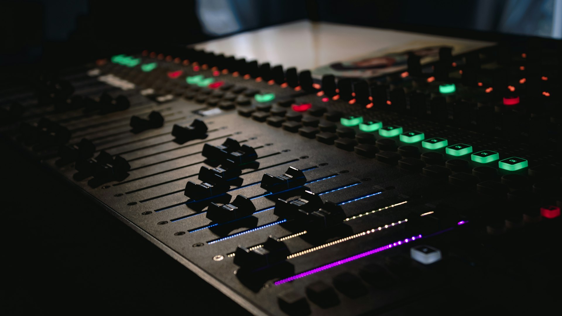 Digital audio mixing console for church livestream broadcast mix