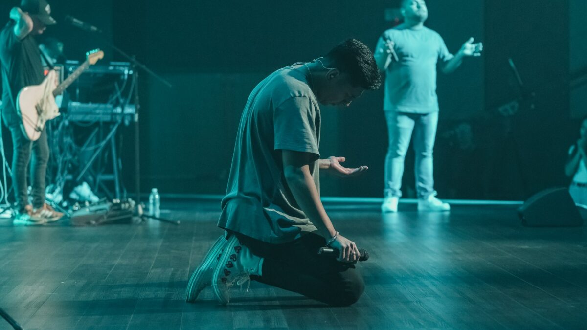 Worship band on stage during service