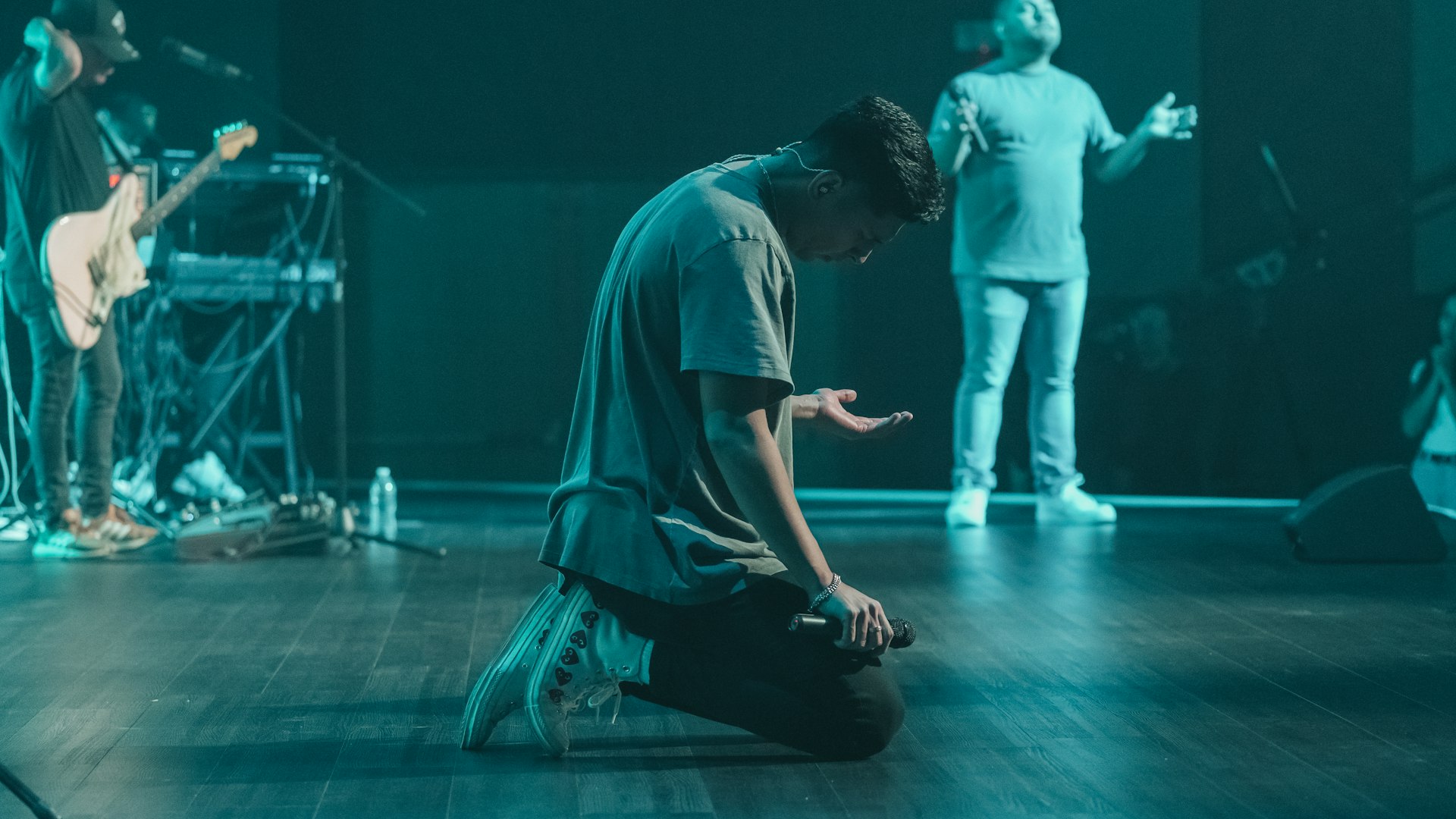 Worship band on stage during service