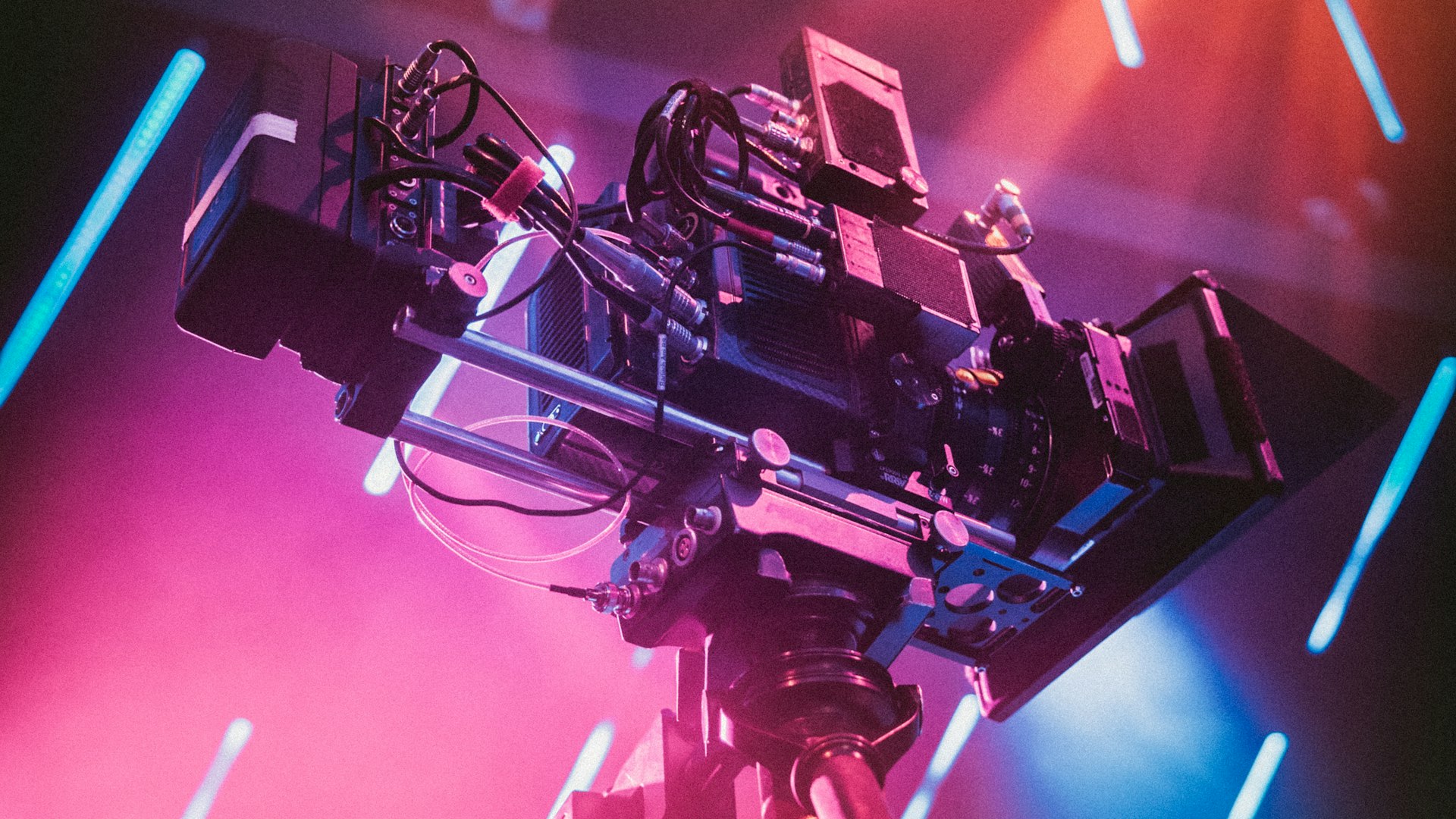 Professional video camera recording a live event